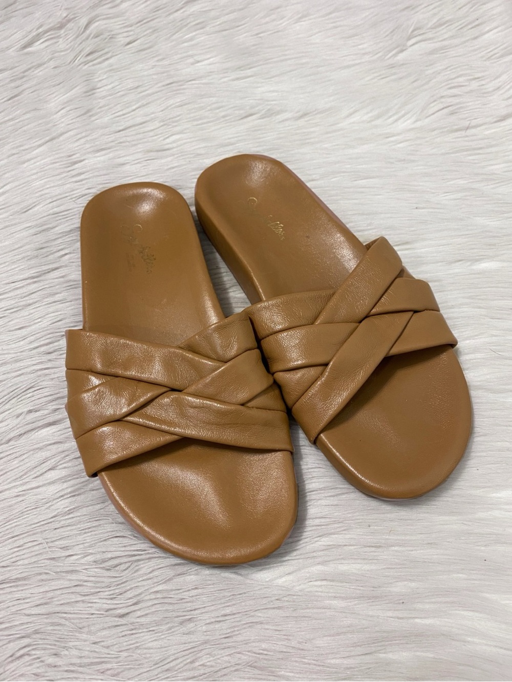 Seychelles Tan Braided Slide Sandals